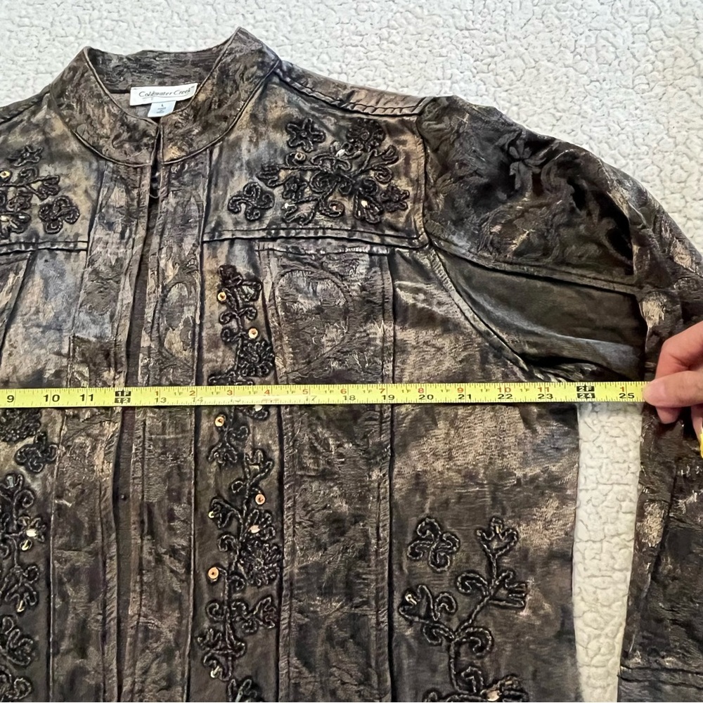 Coldwater Creek Women’s Bronze Sheen Embroidered Jacket Size‎ Large - Picture 13 of 16